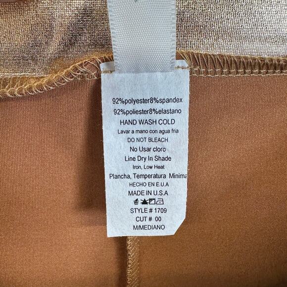 J2 Love Pants Womens Size M Gold Metallic Pull On Elastic Waist Polyester Blend - Picture 5 of 11